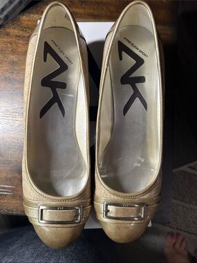 Anne Klein Sport Metallic Gold Ballet Flats with Buckle Detail - Size 10 Med
